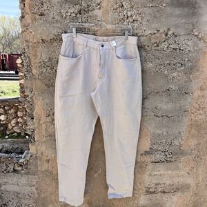 Alex Crane Size 32x30 Cham Linen Pants Bone Beige Straight Leg Button Fly